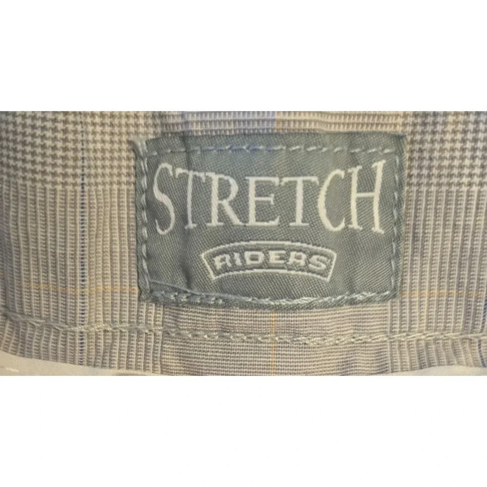 Riders‎ Stretch Women's Gray Check Casual Pants Size 12P Straight Leg Button Zip